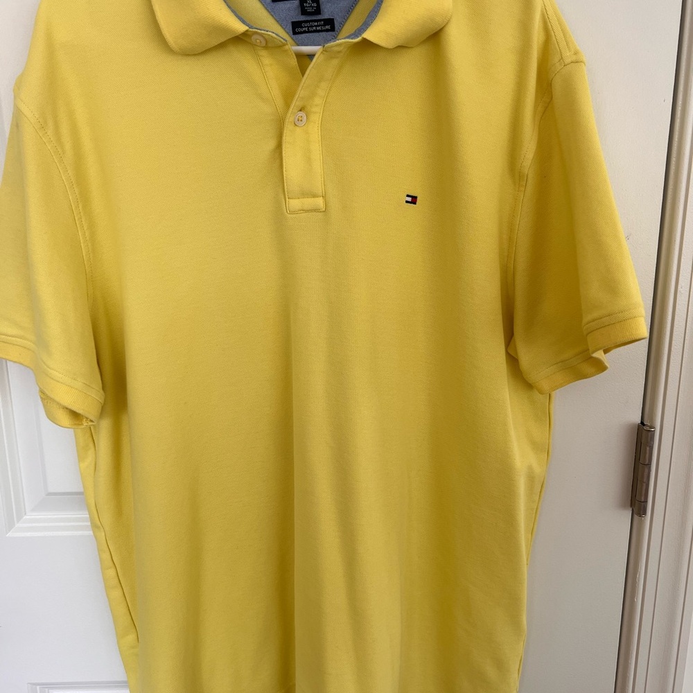 Tommy Hilfiger Men's  Custom Fit Bright  Yellow Polo Shirt